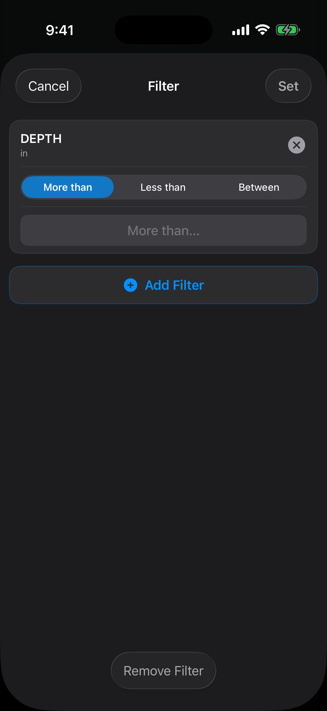 Filter conditions